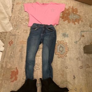 Girl's Complete Outfit With Shoes, T-Shirt, and Jeans